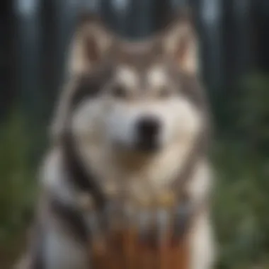 A variety of dog brushes displayed, including bristle, pin, and undercoat rakes for Huskies.