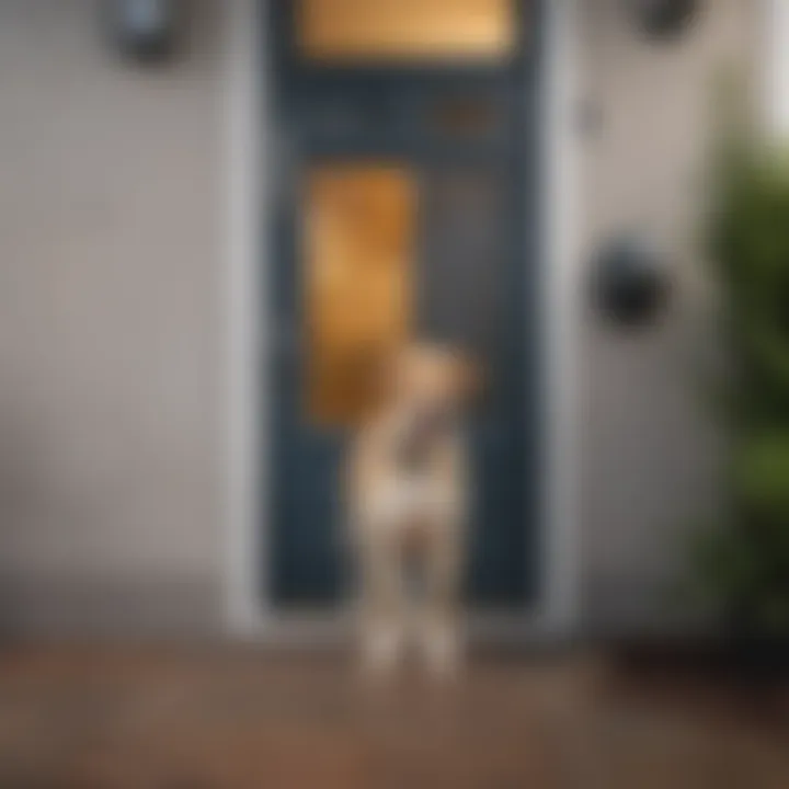 Dog using collar operated door to access yard
