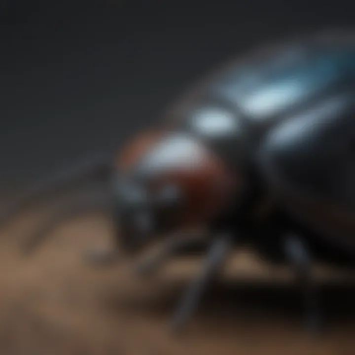 A close-up of a common household beetle showcasing its unique features.