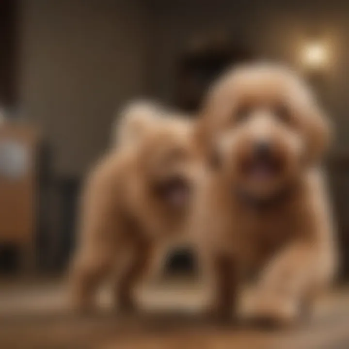 Goldendoodle's energetic posture during a play session