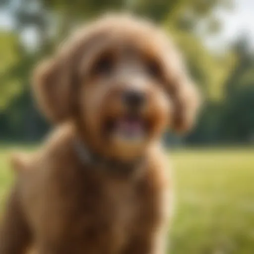 Mini Labradoodle showcasing its playful nature in a sunny park