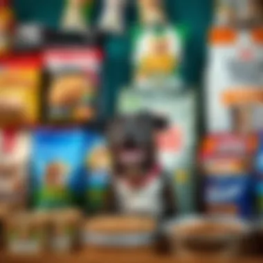 Diverse Selection of Dog Food Brands Variety of dog food brands on display