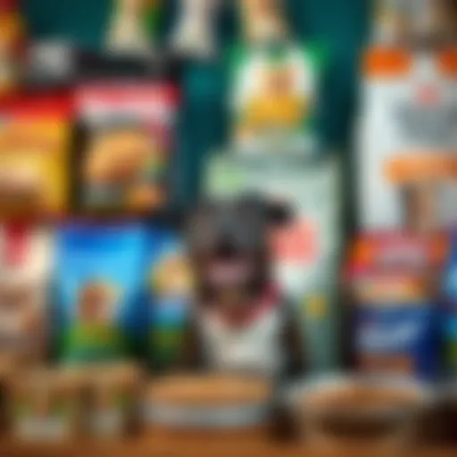 Diverse Selection of Dog Food Brands Variety of dog food brands on display