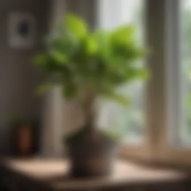 Inspecting Fiddle Leaf Fig for Pests Pest inspection on a healthy fiddle leaf fig plant