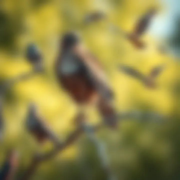 An illustration showing various hawk species and their habitats