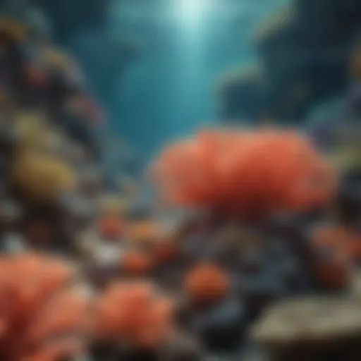 A vibrant coral reef teeming with various marine species