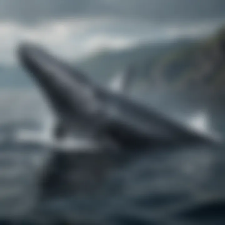 A majestic whale swimming gracefully through deep waters