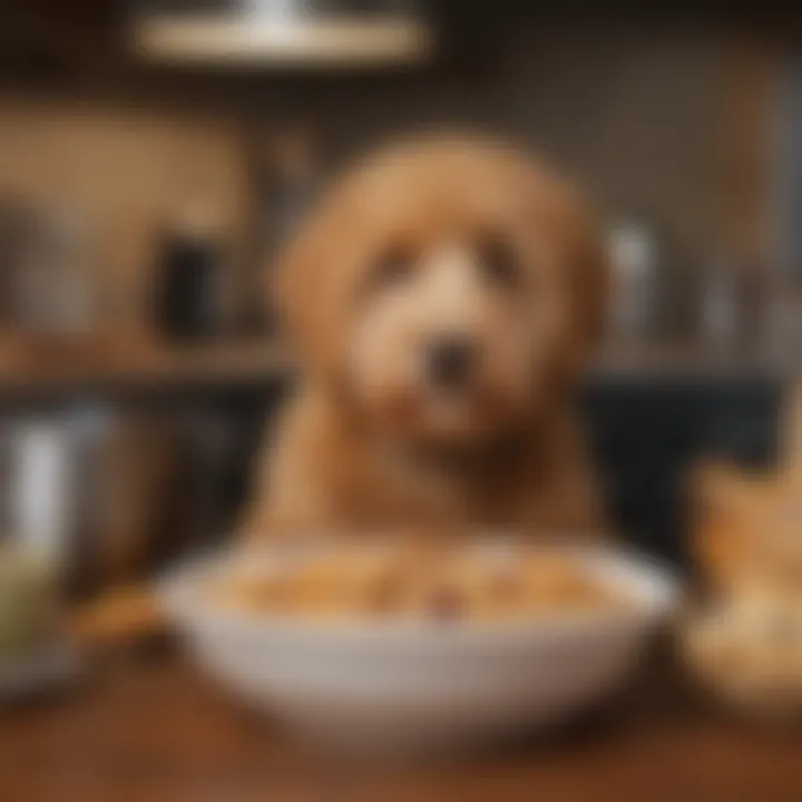 A bowl filled with nutritious food suitable for Goldendoodles