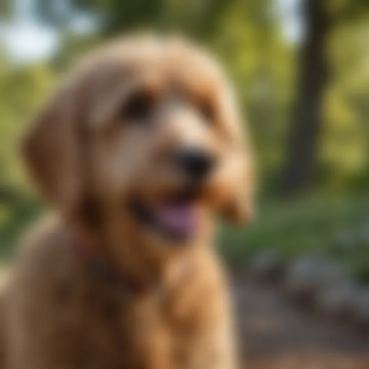 A Goldendoodle playing happily in a healthy environment