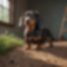 Miniature dachshund in a training session with a positive reinforcement approach