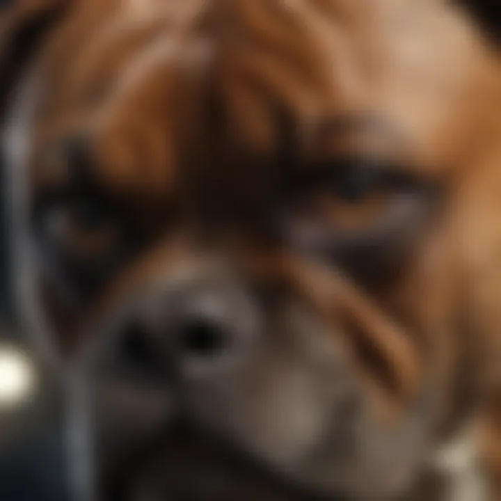 A close-up of a Boxer's expressive face