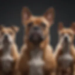 Diverse dog breeds lined up for comparison