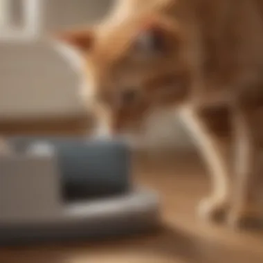 Cat Inspecting Self-Cleaning Litter Box A cat curiously inspecting its self-cleaning litter box
