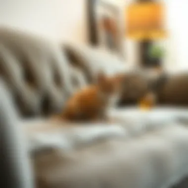 Elegant couch cover protecting against cat scratches