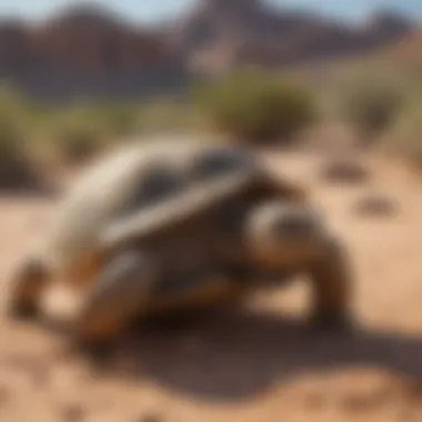 Desert tortoise engaging in natural behavior in its environment