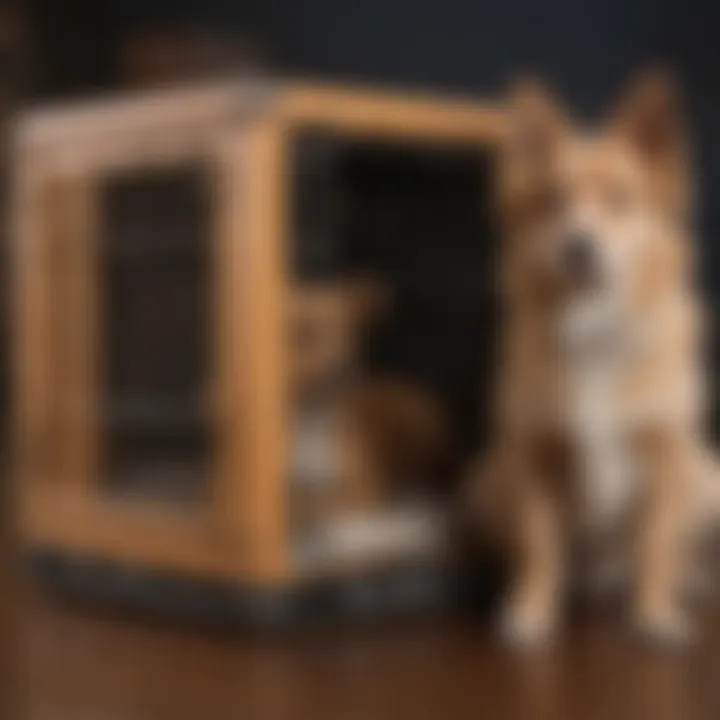 A scale comparing different dog breeds and their crate sizes