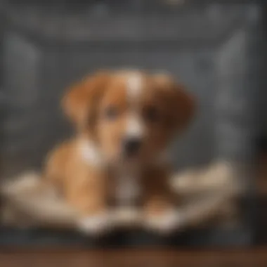 Puppy comfortably resting in a crate of suitable dimensions