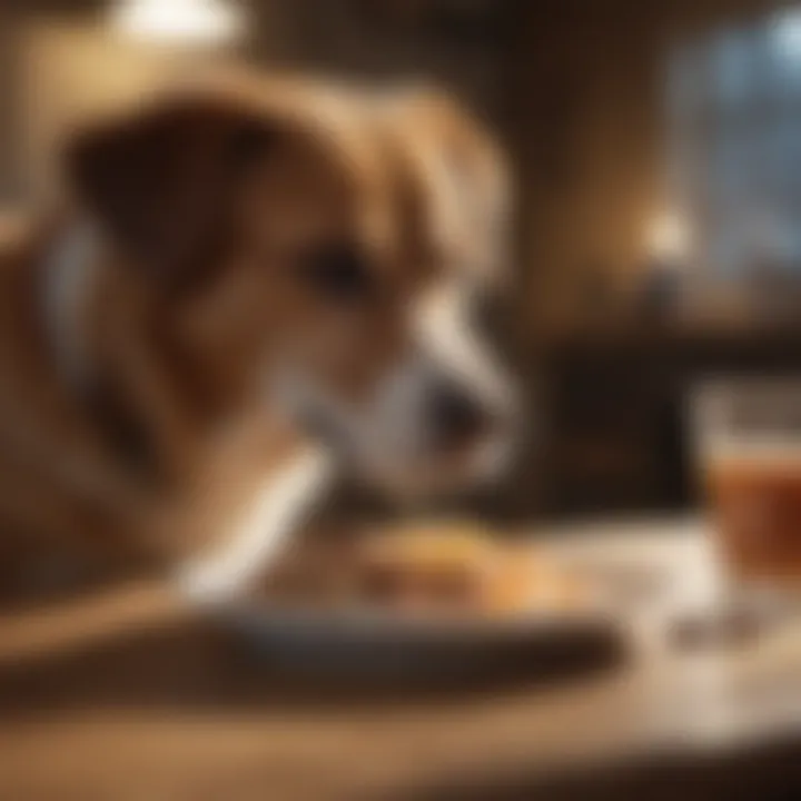 Dog enjoying a meal in a calm environment