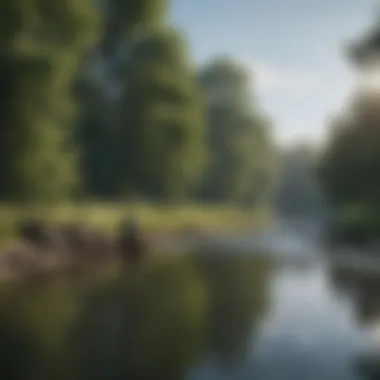 Angler casting line into a serene river