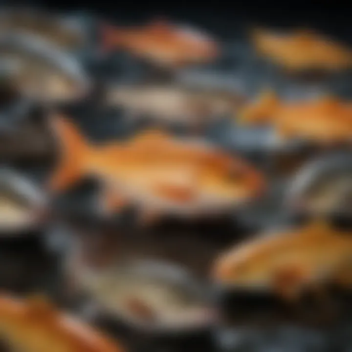 Close-up of various fish species found in local waters