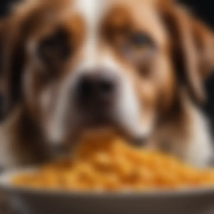 Close-up of a dog enjoying hydrolyzed wet food, highlighting its palatability.