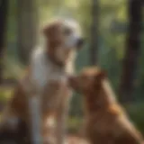 A serene landscape representing the bond between dogs and their owners beyond life.
