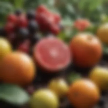 Close-up of a cultivated edible plant with ripe fruits in an Illinois garden