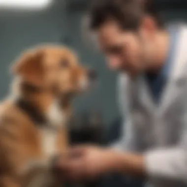 Veterinarian Examining Dog Illustration of a veterinarian examining a dog