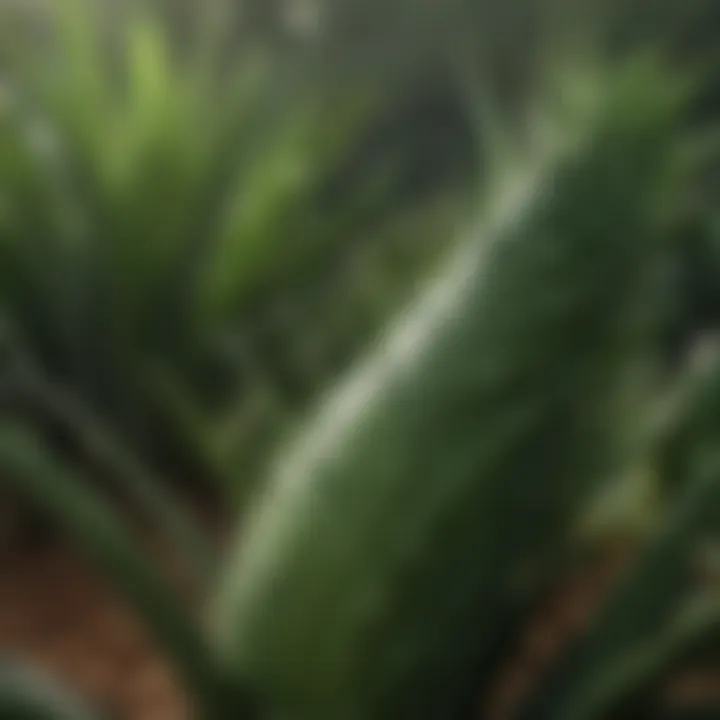 Fresh aloe vera leaves, known for their soothing properties on irritated skin.