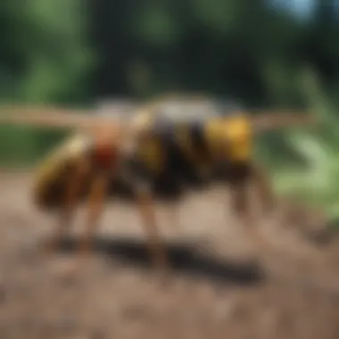 A calm outdoor scene illustrating safe practices to avoid wasp encounters.