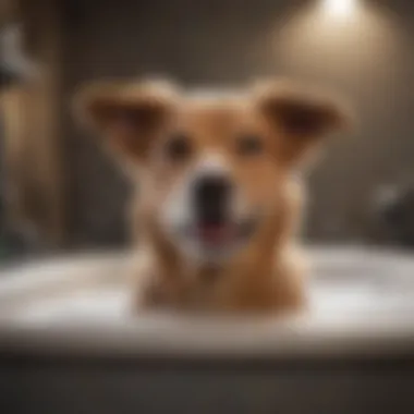 Happy Dog in a Soothing Bath A happy dog enjoying a soothing bath