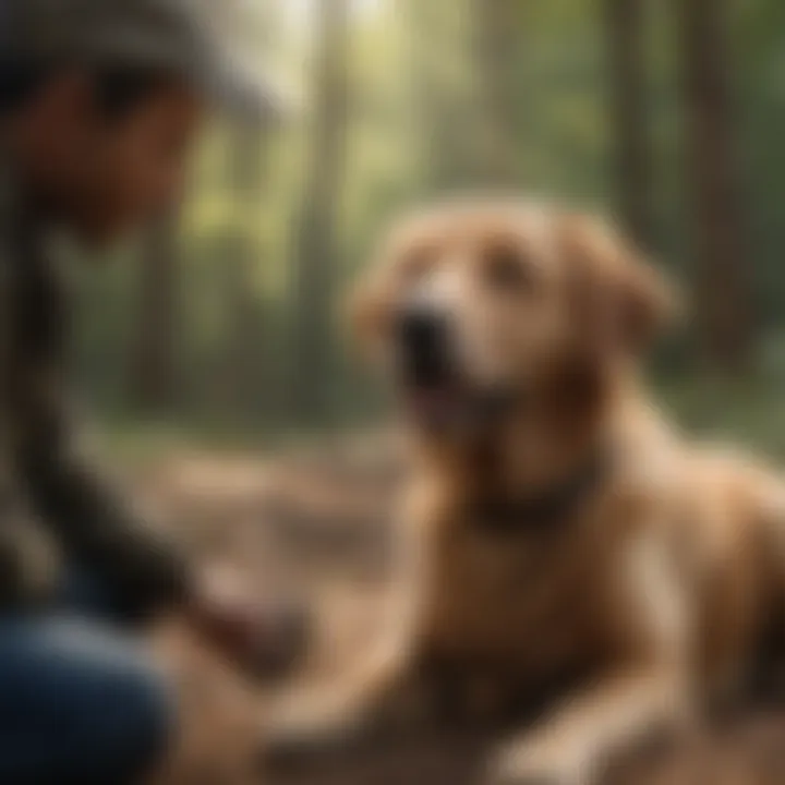 Training session with a dog and owner