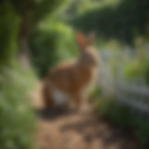 A lush garden with a rabbit deterrent fence