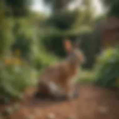 A humane rabbit trap set in a garden