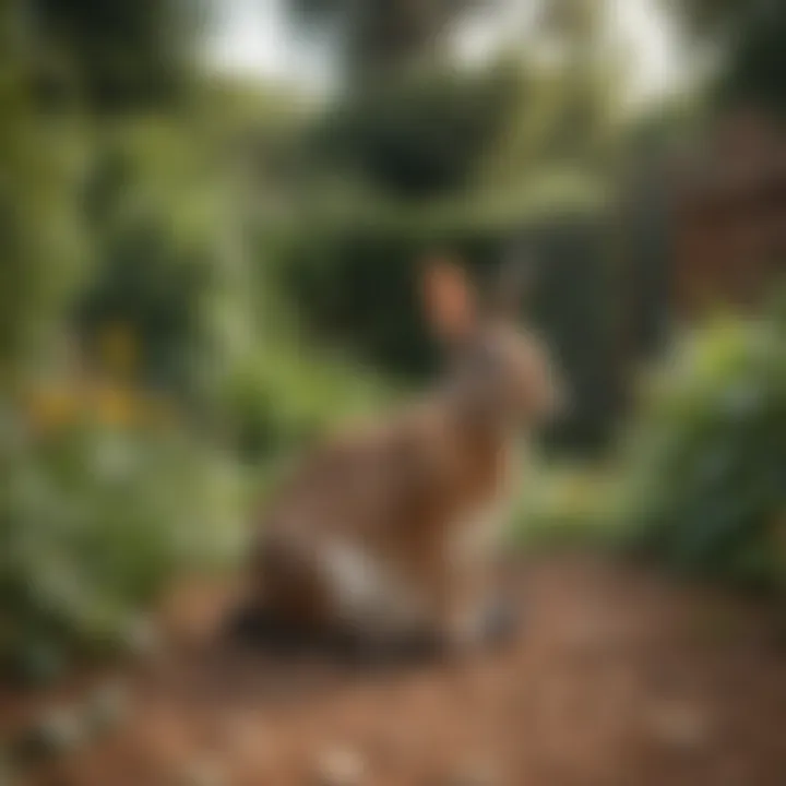 A humane rabbit trap set in a garden