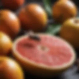 Close-up of gnats on a ripe fruit
