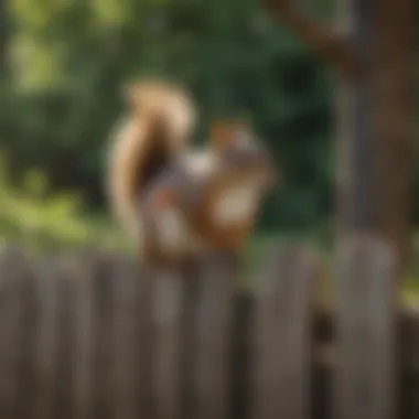 Stylish wooden garden fence as a squirrel barrier