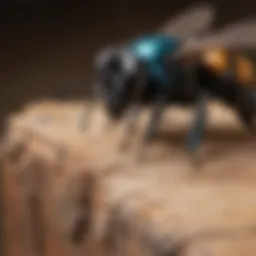 Close-up of a carpenter bee on wood