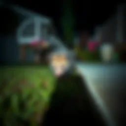 Possum exploring a backyard at night