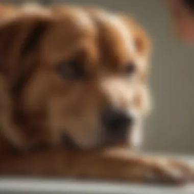 A veterinarian examining a dog for skin conditions.