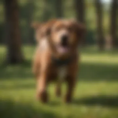 A healthy dog playing outdoors