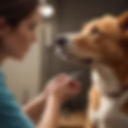 A veterinarian administering a vaccination to a dog