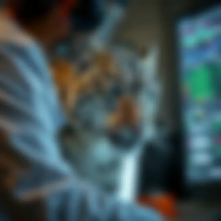 Data Analysis for Population Estimation Researcher analyzing snow leopard data