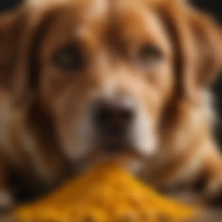 A close-up of turmeric powder and capsules, illustrating different forms of turmeric supplements for pets.