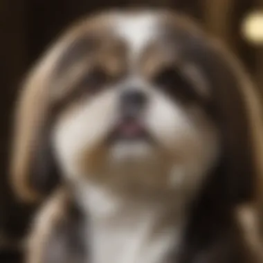 A close-up of a Shih Tzu with a vibrant and well-groomed coat