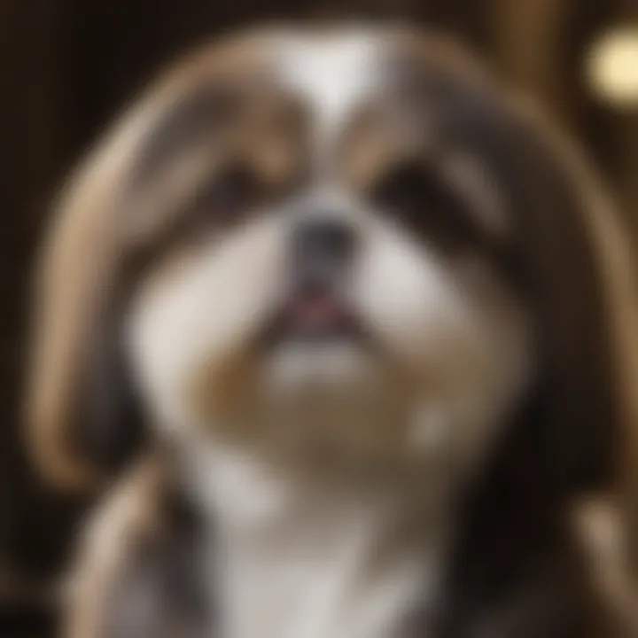 A close-up of a Shih Tzu with a vibrant and well-groomed coat