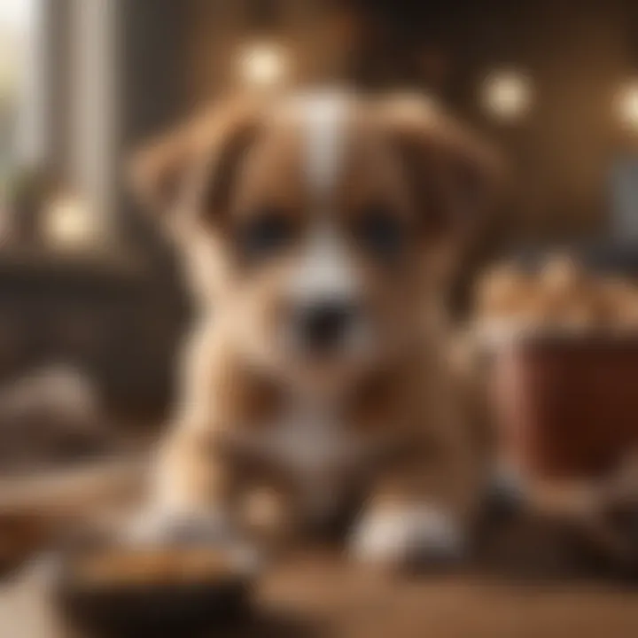 A cozy home setting with a new puppy