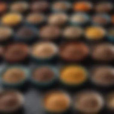 Colorful bowls of grain-free dog food