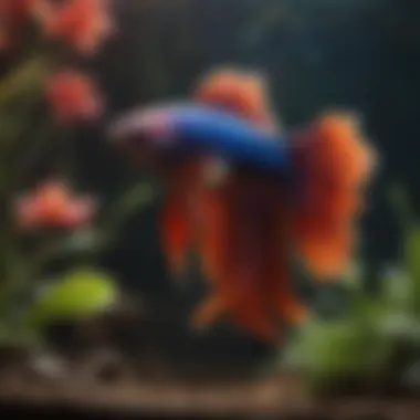 Vibrant Betta fish swimming gracefully in a planted aquarium