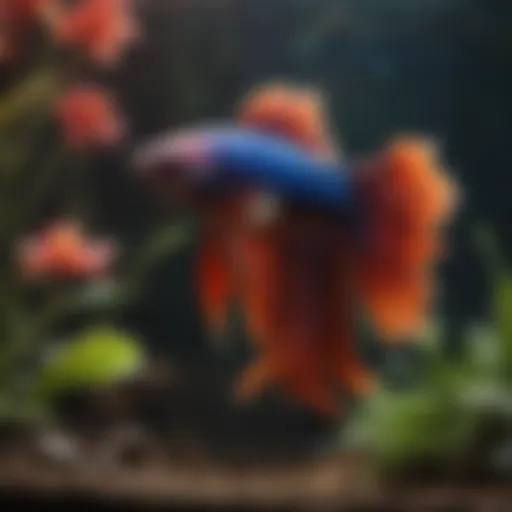 Vibrant Betta fish swimming gracefully in a planted aquarium
